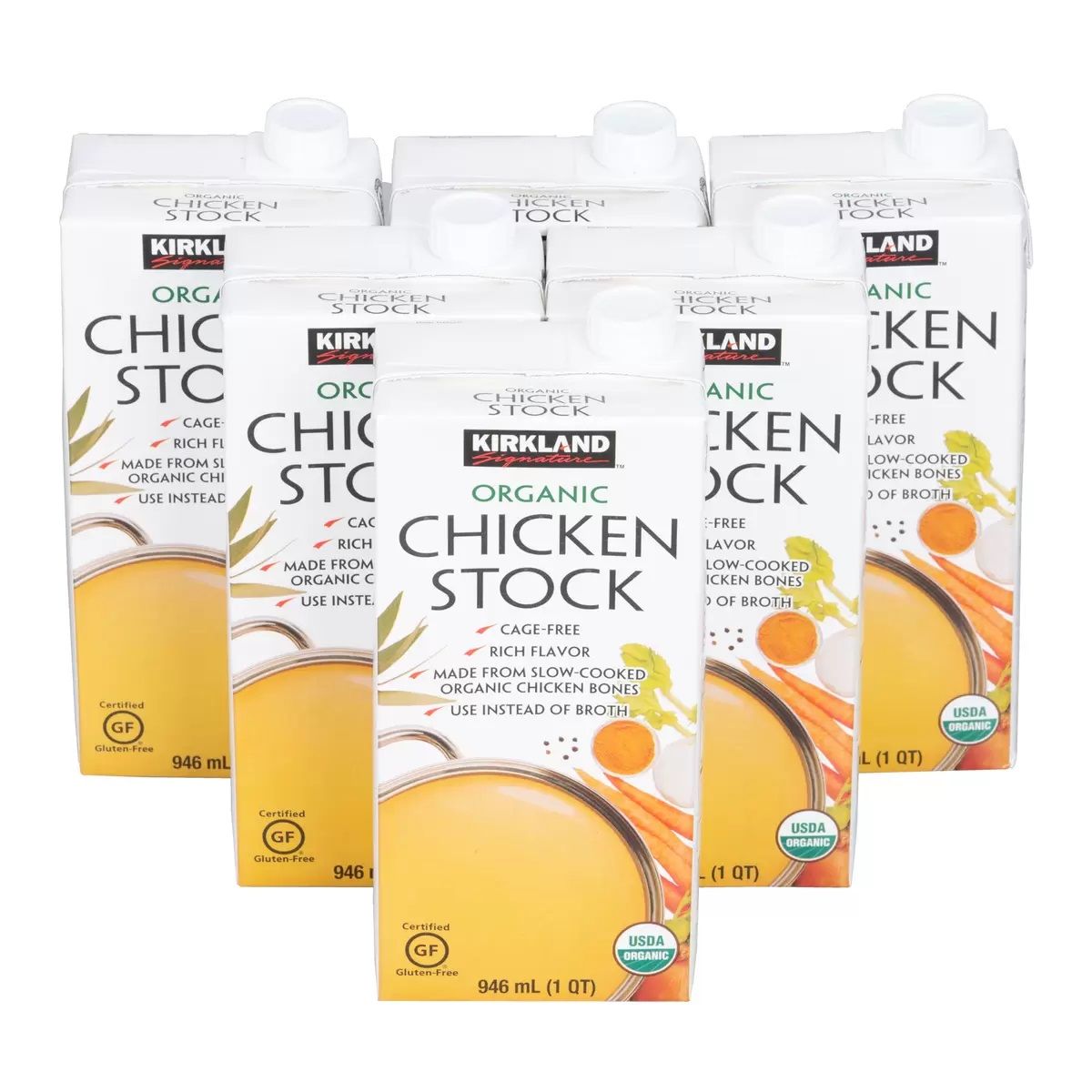 【コストコ】カークランドシグネチャー オーガニックチキンストック 946ml x 6本｜常温